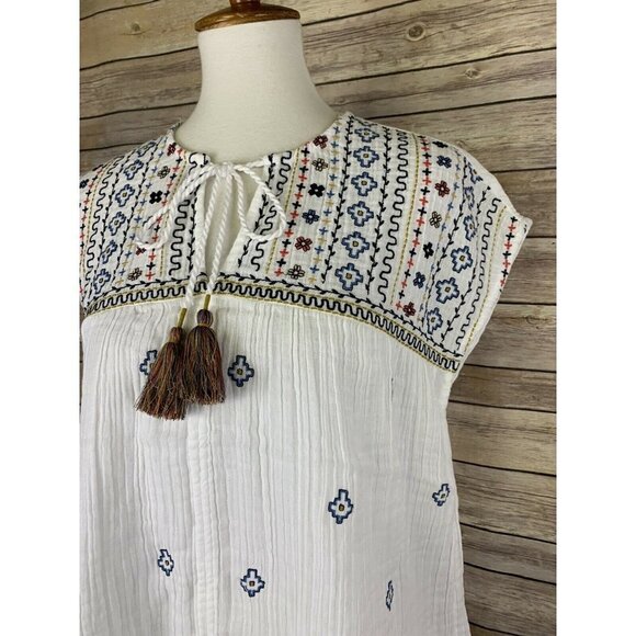 Rachel Zoe NWT Medium Peasant Top Embroidered Boho - Picture 3 of 11